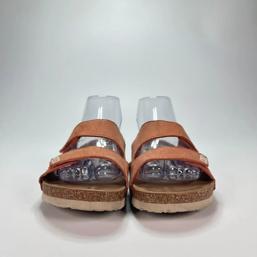 Skechers Luxe Brown Orange Open Toe Slip On Casual Slide Sandals Women's Size 6 - Picture 3 of 11